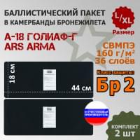 Баллистические пакеты в камербанды бронежилета А-18 Голиаф-Г от Ars Arma. Размер L/XL. 44x18 см. Класс защитной структуры Бр 2.